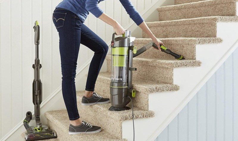 cleaning carpeted stairs